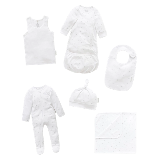 Purebaby Newborn Hospital Pack - Grey Leaf Spot