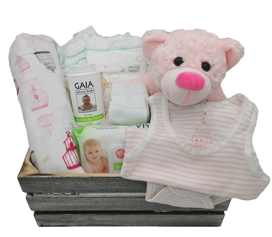 Charming Baby Pink Classic Baby Hamper - Hampers Plus