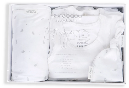 Purebaby Newborn Hospital Pack - Grey Leaf Spot