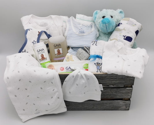 Ultimate Baby Blue Hamper with Bear | Perfect Newborn Gift